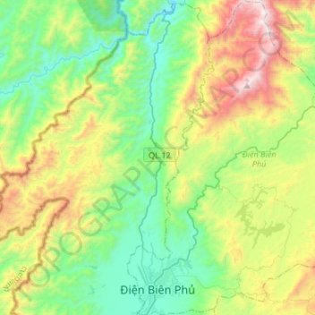Topografische Karte Ðiện Biên Phủ, Höhe, Relief