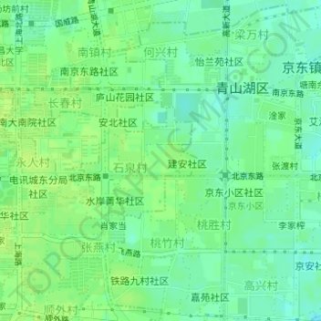 Topografische Karte 北京东路社区, Höhe, Relief