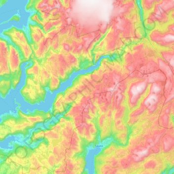 Topografische Karte Hordaland, Höhe, Relief