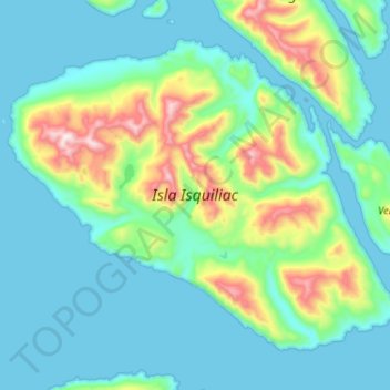 Topografische Karte Isla Isquiliac, Höhe, Relief