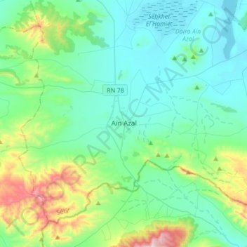 Topografische Karte Aïn Azal, Höhe, Relief