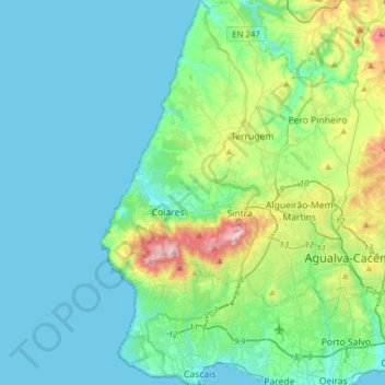 Topografische Karte Parque Natural de Sintra-Cascais, Höhe, Relief
