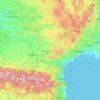 Topografische Karte Occitanie, Höhe, Relief