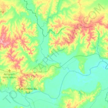 Topografische Karte Bosque, Höhe, Relief