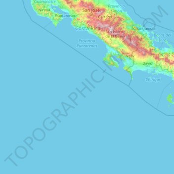 Topografische Karte Provincia Puntarenas, Höhe, Relief