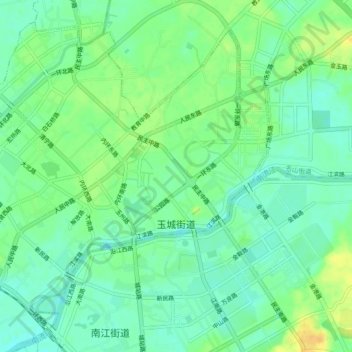 Topografische Karte Yucheng Subdistrict, Höhe, Relief