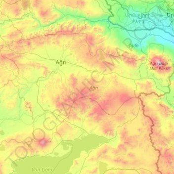 Topografische Karte Ağrı, Höhe, Relief