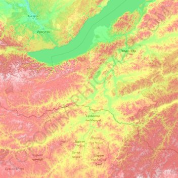 Topografische Karte Selenge River, Höhe, Relief