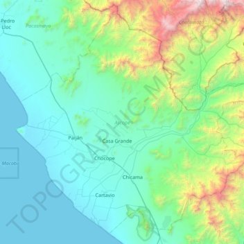 Topografische Karte Provincia de Ascope, Höhe, Relief