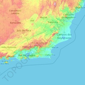 Topografische Karte Rio de Janeiro, Höhe, Relief