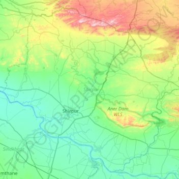 Topografische Karte Shirpur, Höhe, Relief