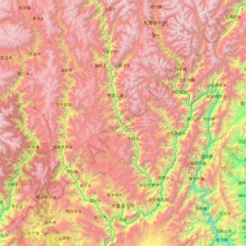 Topografische Karte Muli Tibetan Autonomous County, Höhe, Relief