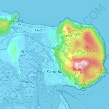 Topografische Karte Santoña, Höhe, Relief