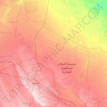 Topografische Karte Al Majmaah, Höhe, Relief