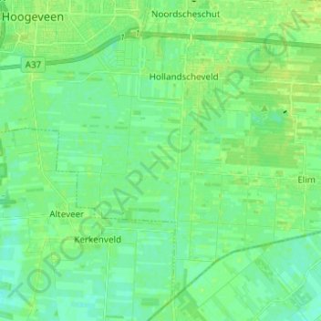 Topografische Karte Hollandscheveld, Höhe, Relief