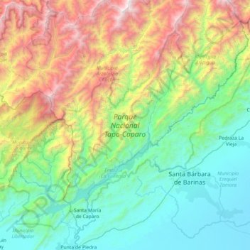Topografische Karte Parque Nacional Tapo-Caparo, Höhe, Relief