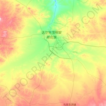 Topografische Karte Bailingmiao, Höhe, Relief