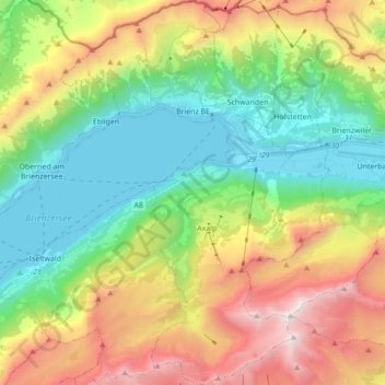 Topografische Karte Brienz BE, Höhe, Relief