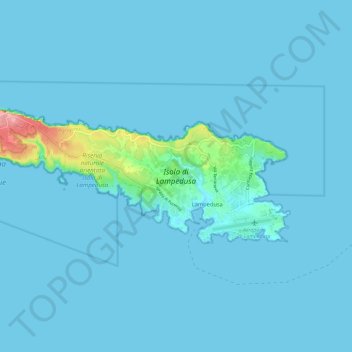 Topografische Karte Isola di Lampedusa, Höhe, Relief
