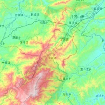 Topografische Karte 井冈山市, Höhe, Relief