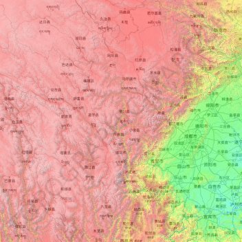 Topografische Karte དཀར་མཛེས 甘孜藏族自治州, Höhe, Relief
