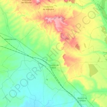 Topografische Karte Paredes de Nava, Höhe, Relief
