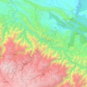 Topografische Karte Coasa, Höhe, Relief