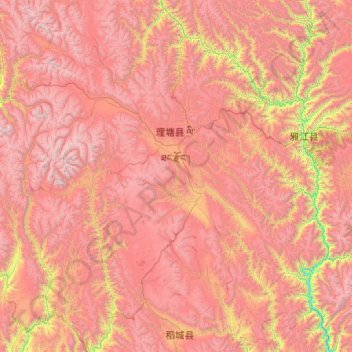 Topografische Karte 理塘县, Höhe, Relief