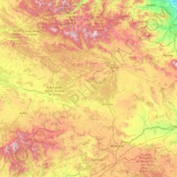 Topografische Karte Soria, Höhe, Relief
