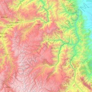Topografische Karte Pachitea, Höhe, Relief