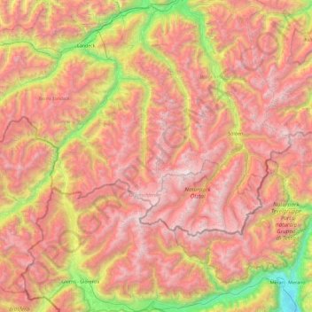 Topografische Karte Ötztal Alps, Höhe, Relief