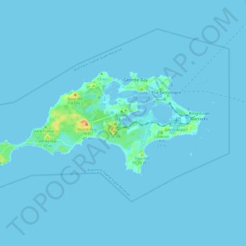 Topografische Karte Rottnest Island, Höhe, Relief