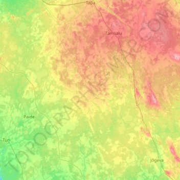 Topografische Karte Järva vald, Höhe, Relief