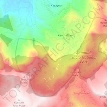 Topografische Karte Karayoor, Höhe, Relief