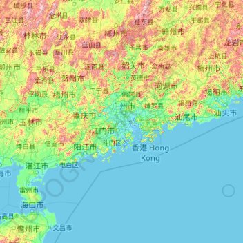 Topografische Karte 广东省, Höhe, Relief