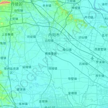 Topografische Karte Danyang City, Höhe, Relief