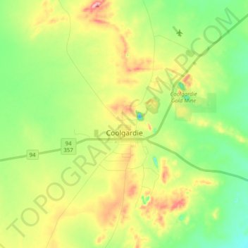 Topografische Karte Coolgardie, Höhe, Relief