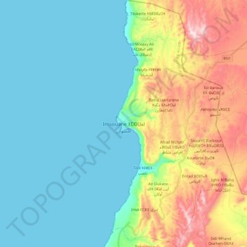 Topografische Karte Imsouane, Höhe, Relief