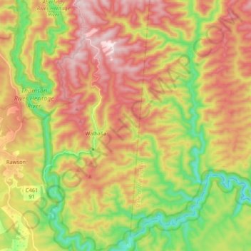Topografische Karte Walhalla, Höhe, Relief