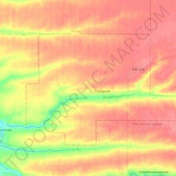 Topografische Karte Отрадненское сельское поселение, Höhe, Relief