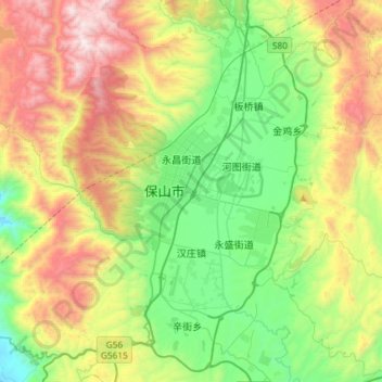 Topografische Karte Hanzhuang, Höhe, Relief