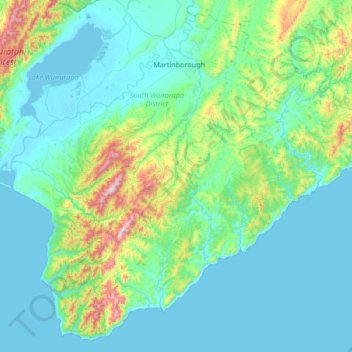 Topografische Karte Martinborough Community, Höhe, Relief