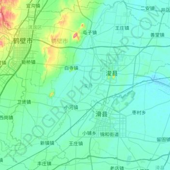 Topografische Karte 浚县, Höhe, Relief