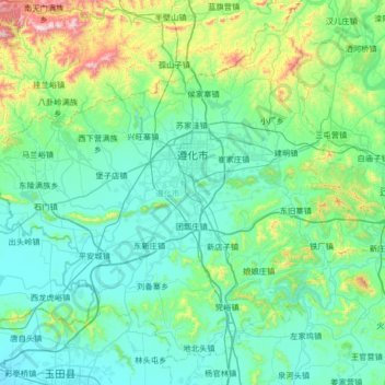 Topografische Karte Zunhua City, Höhe, Relief