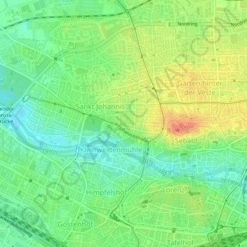 Topografische Karte St. Johannis, Höhe, Relief