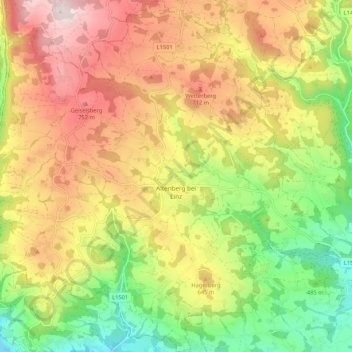 Topografische Karte Altenberg bei Linz, Höhe, Relief
