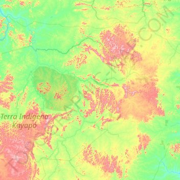 Topografische Karte Ourilândia do Norte, Höhe, Relief