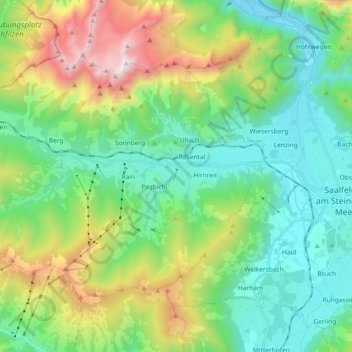 Topografische Karte Leogang, Höhe, Relief