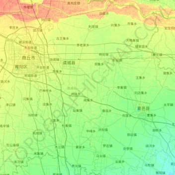 Topografische Karte 虞城县, Höhe, Relief