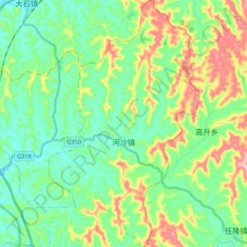 Topografische Karte Hesha, Höhe, Relief